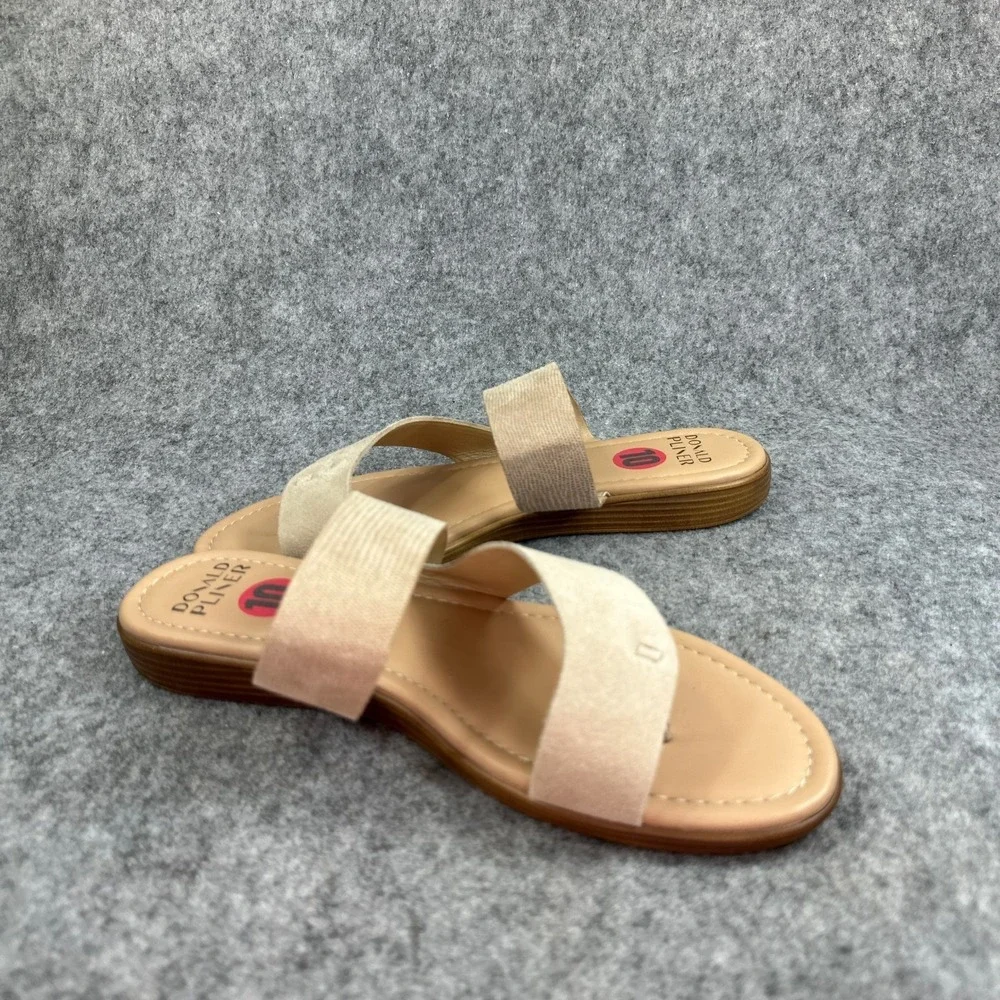 Donald Pliner Galena Womens 10M Sand Suede Elastic Thong Slide Sandals Beige Low